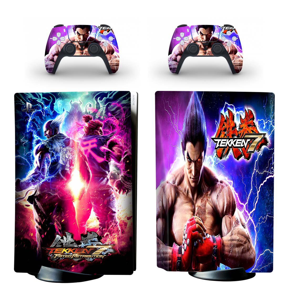 Tekken 7 decal skin for PS5 disc Console with 2 Controllers
