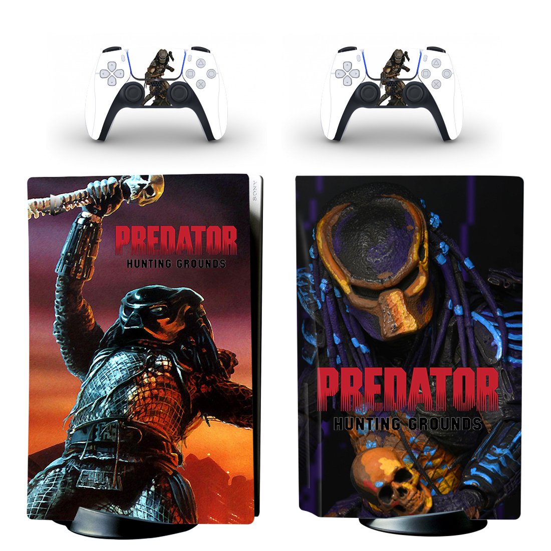 Predator Hunting Grounds decal skin for PS5 disc Console with 2 Controllers