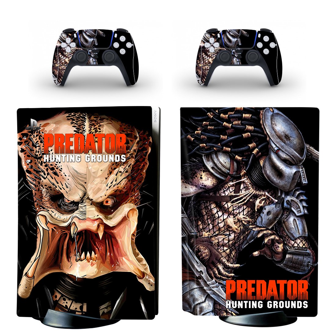 Predator Hunting Grounds decal skin for PS5 disc Console with 2 Controllers