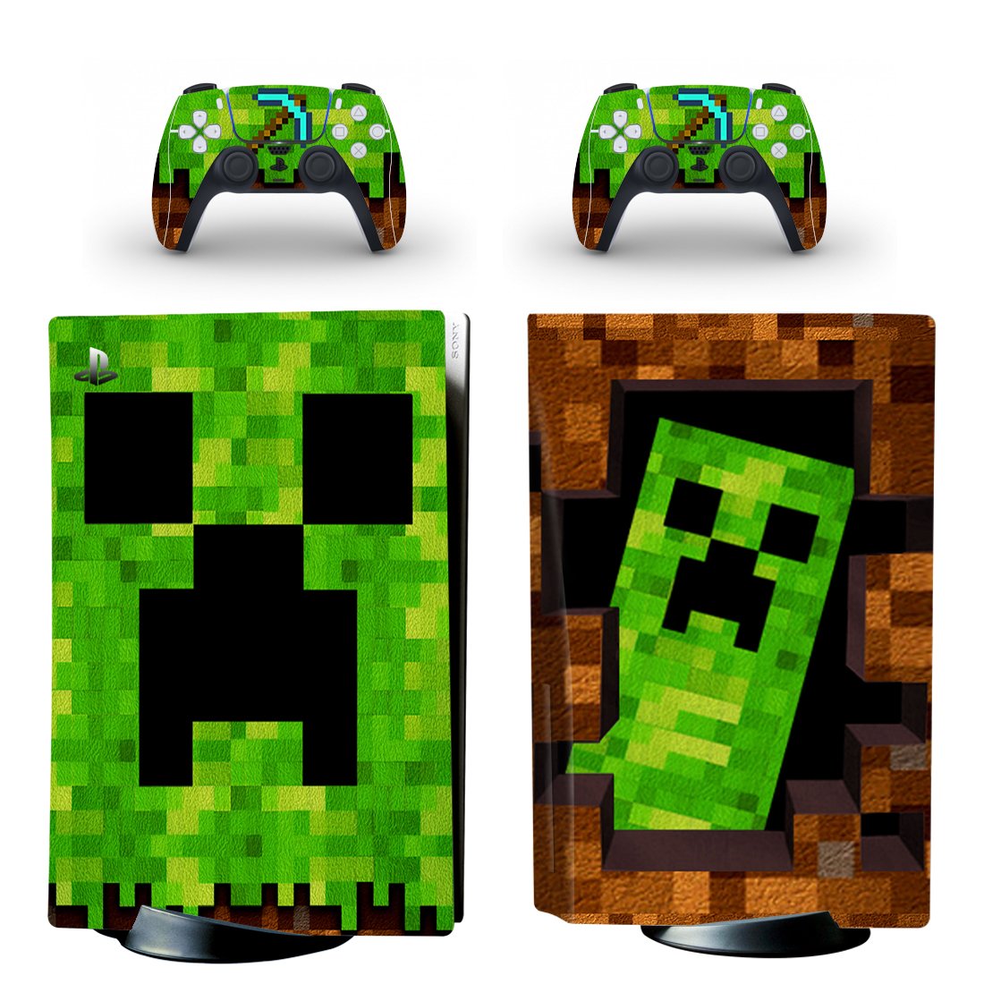 Minecraft decal skin for PS5 disc Console with 2 Controllers