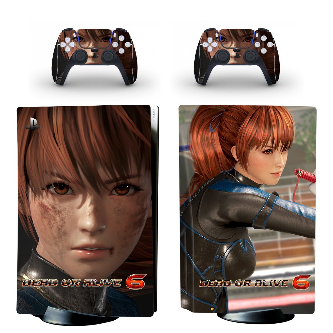 Dead or Alive 6 decal skin for PS5 disc Console with 2 Controllers