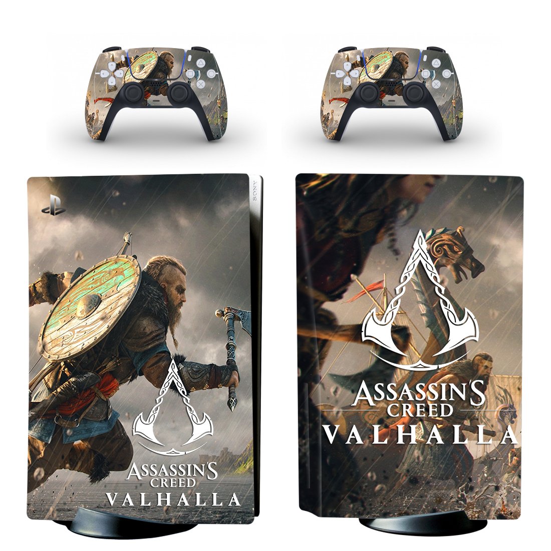 Assassin's Creed Valhalla decal skin for PS5 disc Console with 2 Controllers
