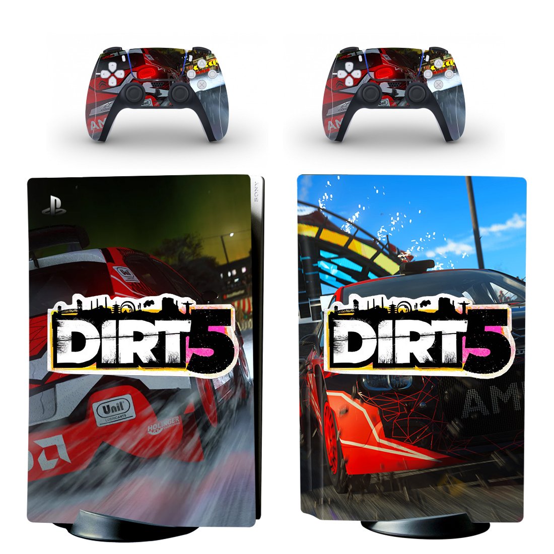Dirt 5 decal skin for PS5 disc Console with 2 Controllers