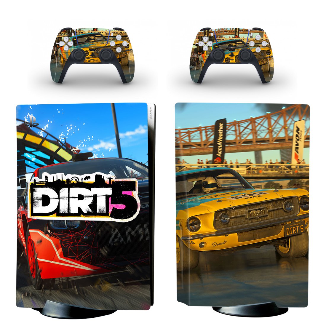 Dirt 5 decal skin for PS5 disc Console with 2 Controllers