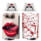 Lip Blood Texture decal skin for PS5 disc Console with 2 Controllers