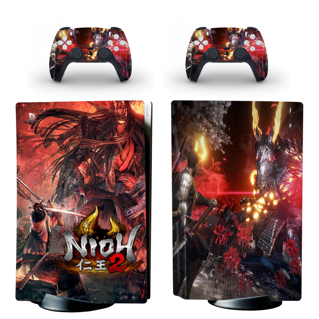 Nioh 2 decal skin for PS5 disc Console with 2 Controllers