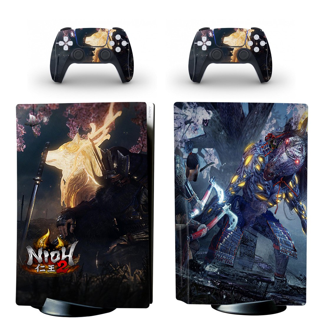 Nioh 2 decal skin for PS5 disc Console with 2 Controllers