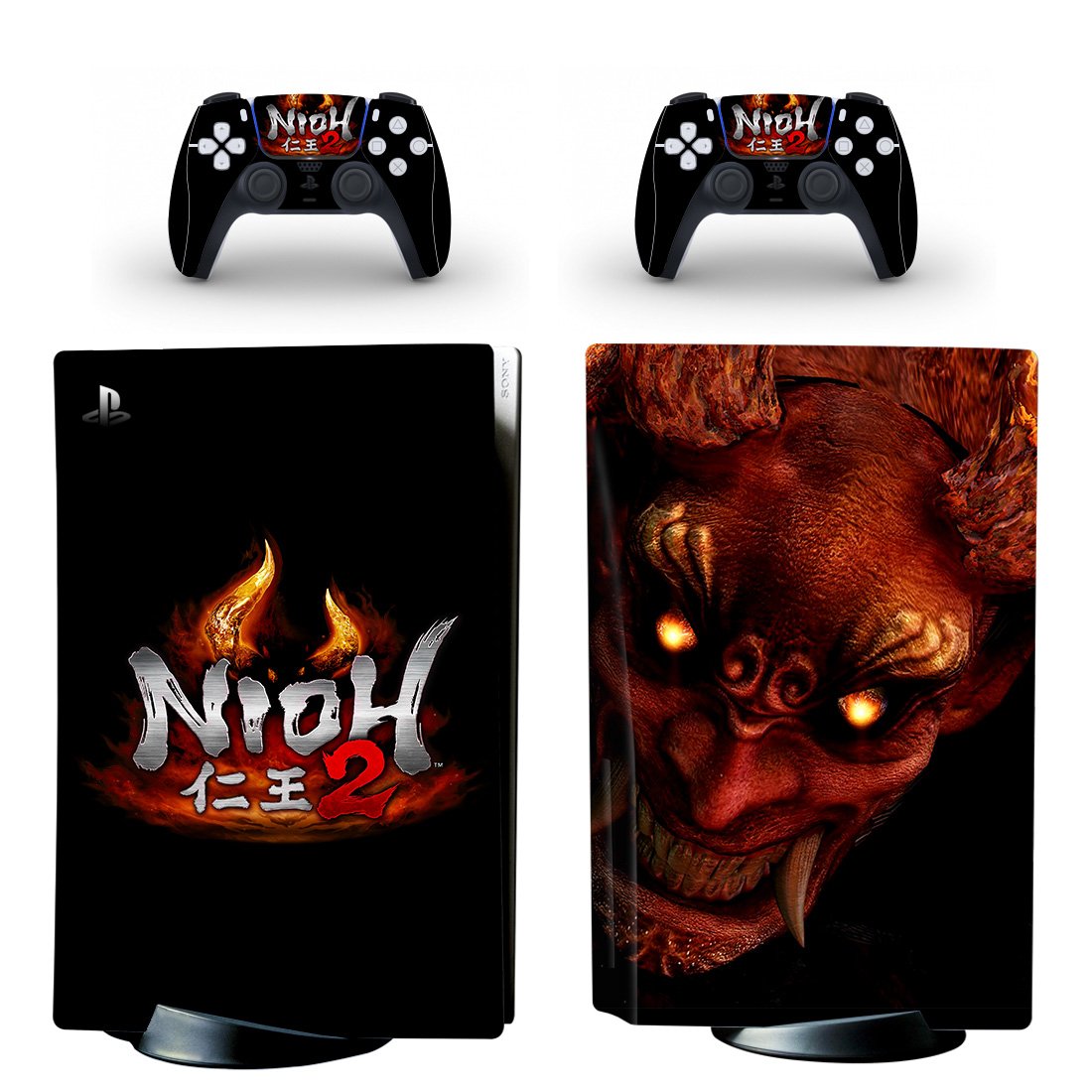 Nioh 2 decal skin for PS5 disc Console with 2 Controllers