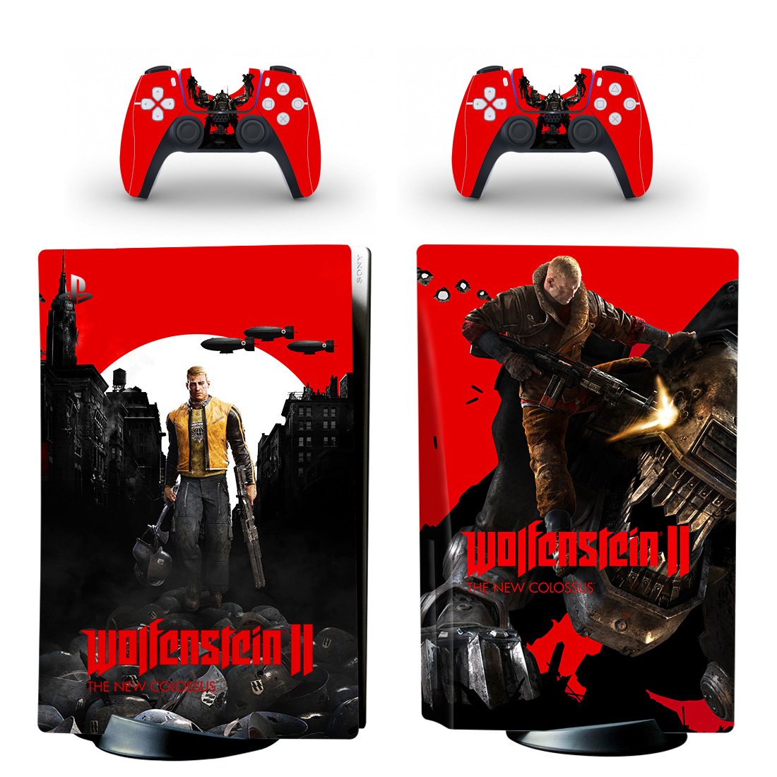 Wolfenstein 2 decal skin for PS5 disc Console with 2 Controllers