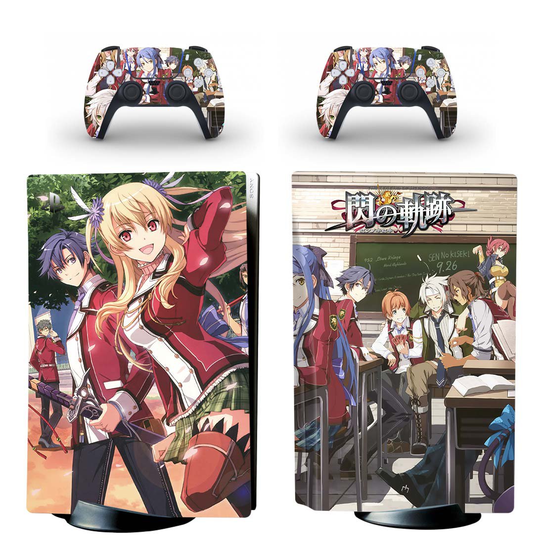 Anime decal skin for PS5 disc Console with 2 Controllers