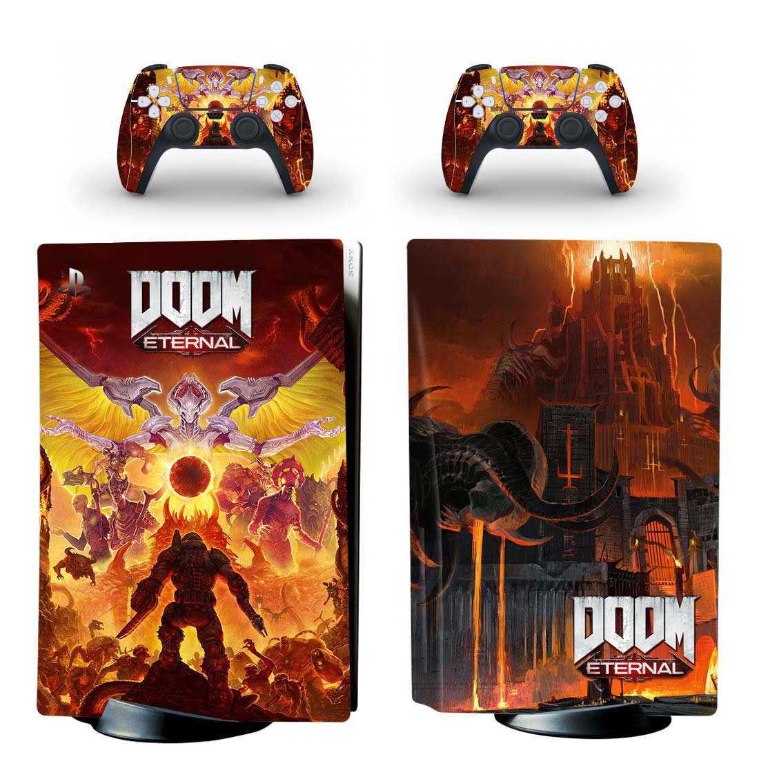 Doom Eternal decal skin for PS5 disc Console with 2 Controllers