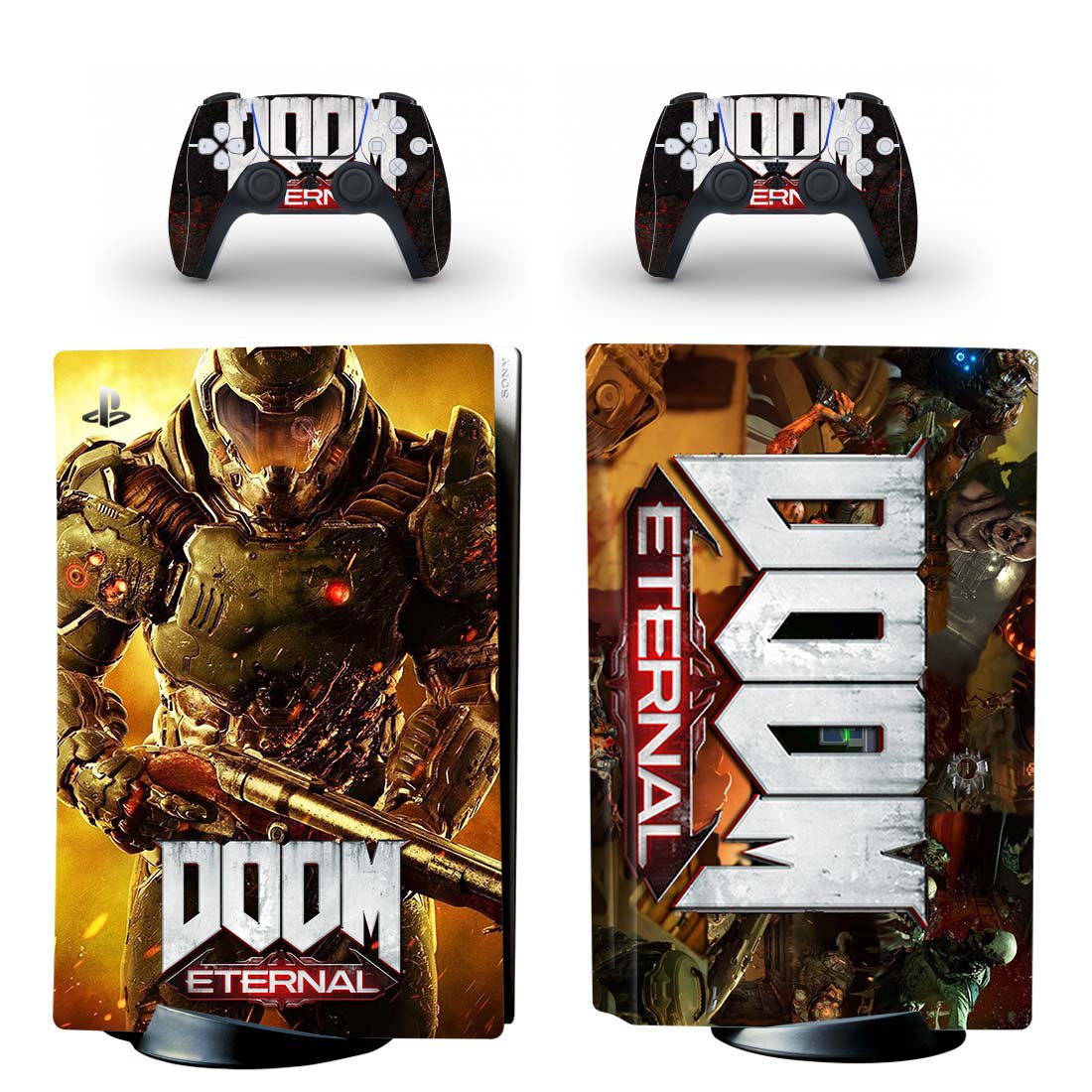 Doom Eternal decal skin for PS5 disc Console with 2 Controllers