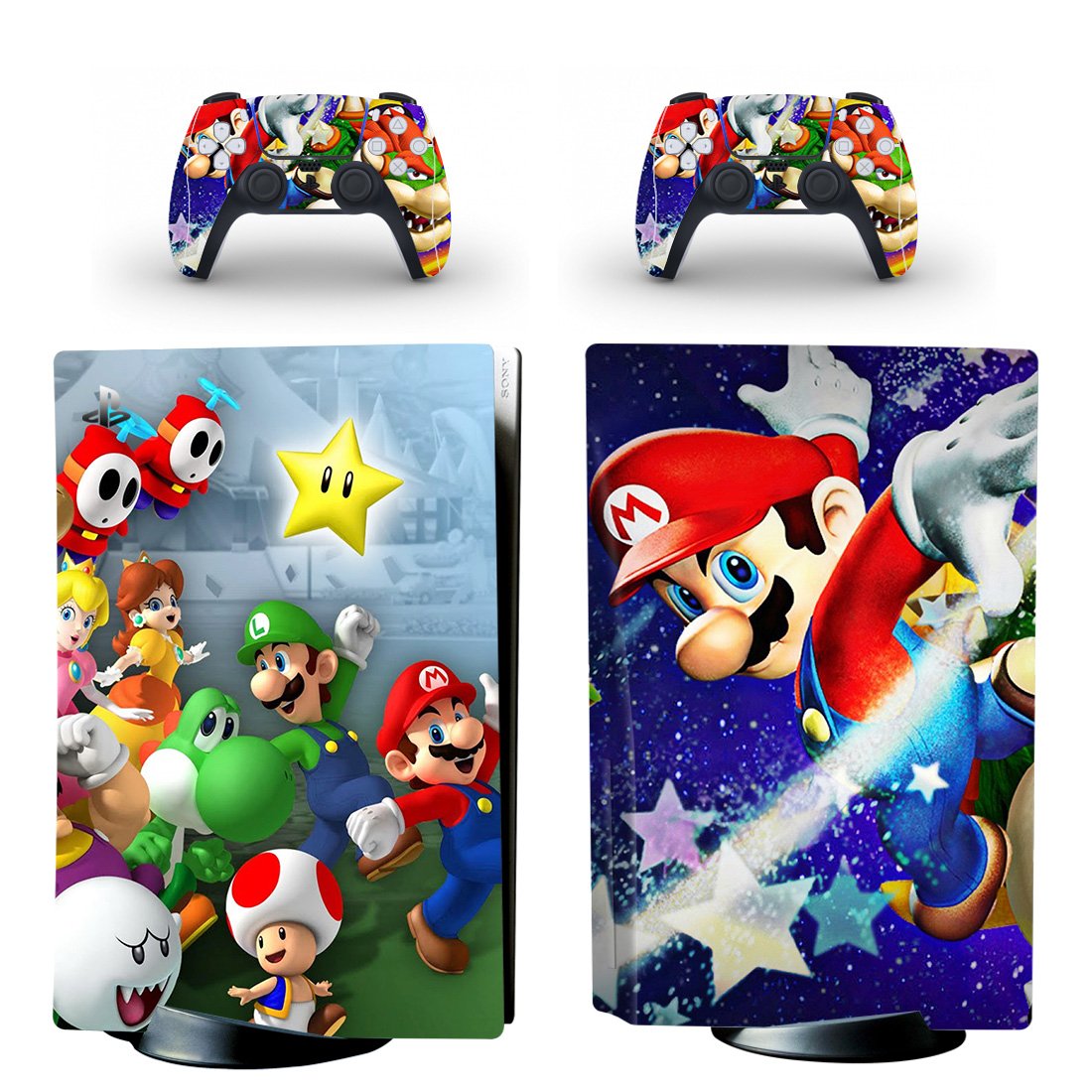 Super Mario decal skin for PS5 disc Console with 2 Controllers