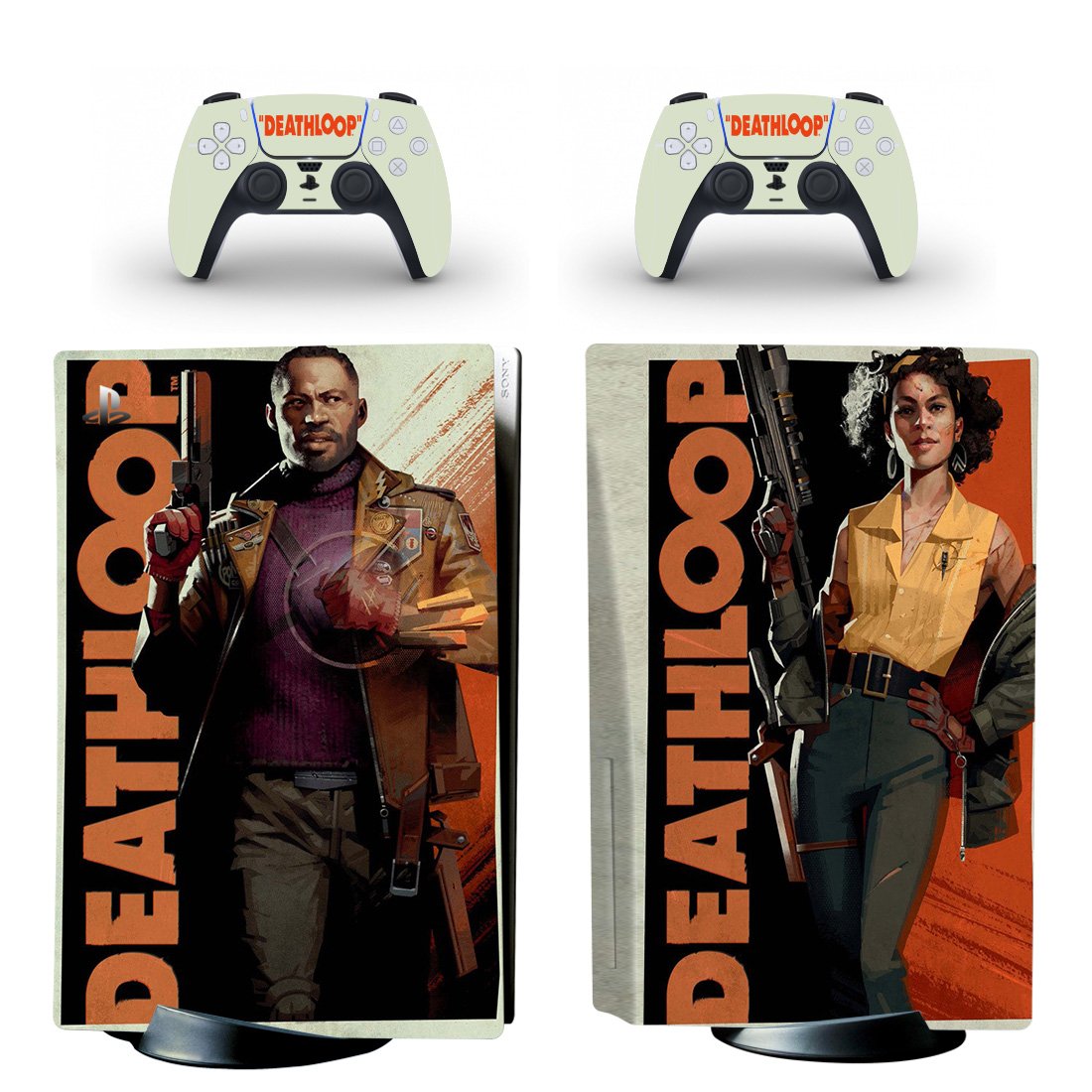 Deathloop decal skin for PS5 disc Console with 2 Controllers