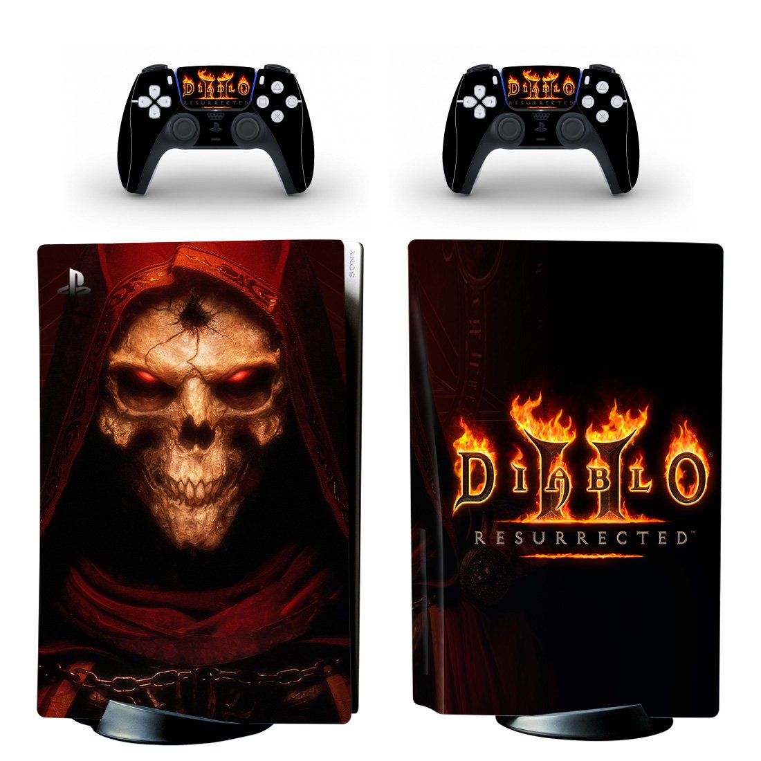 Diablo 2 decal skin for PS5 disc Console with 2 Controllers