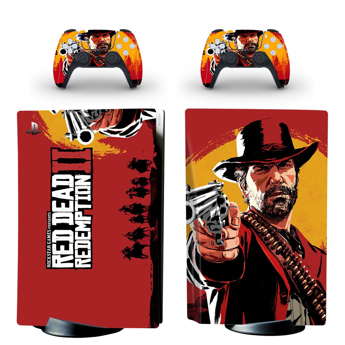 Red Dead Redemption 2 decal skin for PS5 disc Console with 2 Controllers