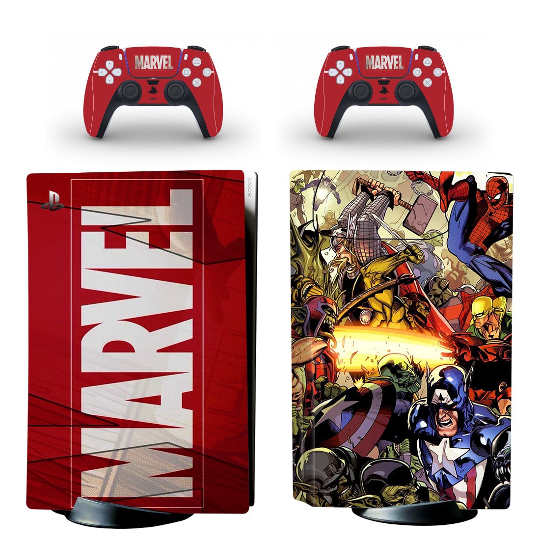 The Avengers decal skin for PS5 disc Console with 2 Controllers