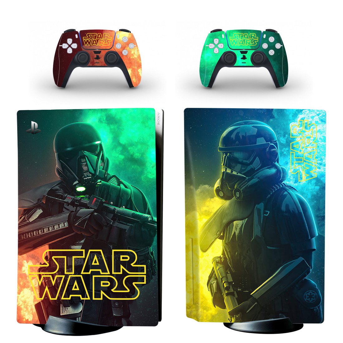 Star Wars darth vader decal skin for PS5 disc Console with 2 Controllers