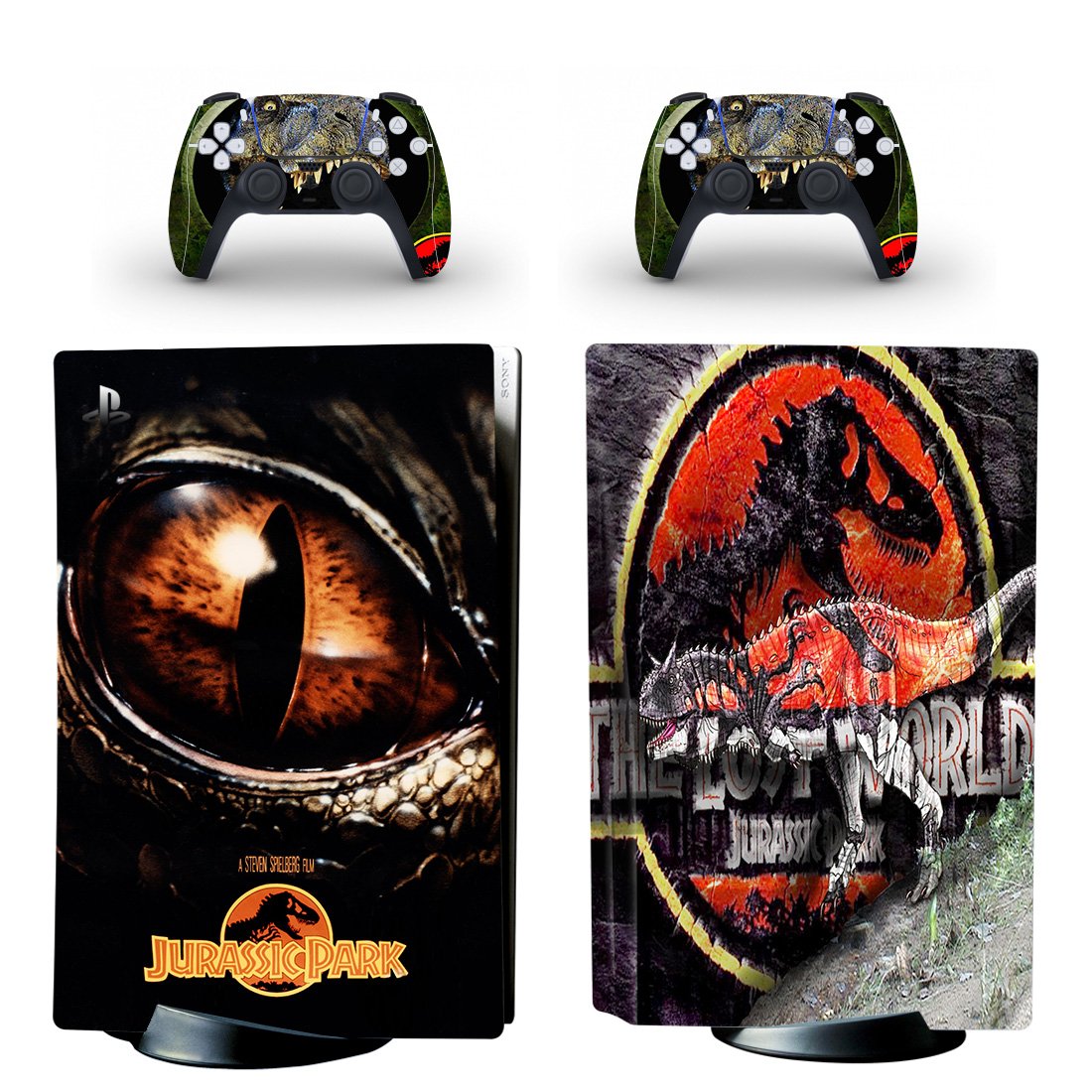 Jurassic Park decal skin for PS5 disc Console with 2 Controllers