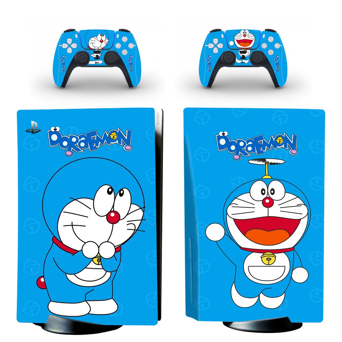 Doraemon decal skin for PS5 disc Console with 2 Controllers