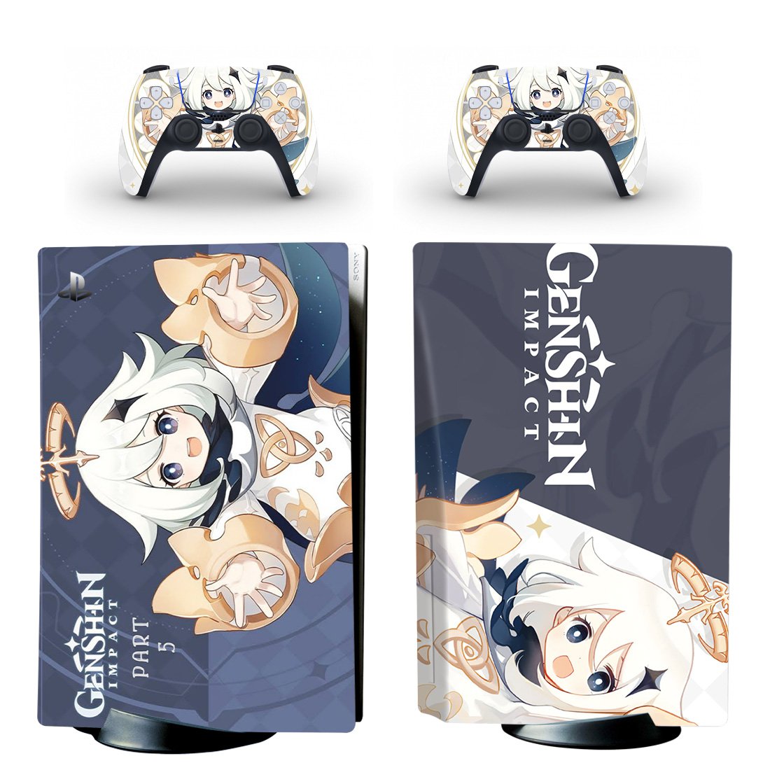Genshin Impact decal skin for PS5 disc Console with 2 Controllers