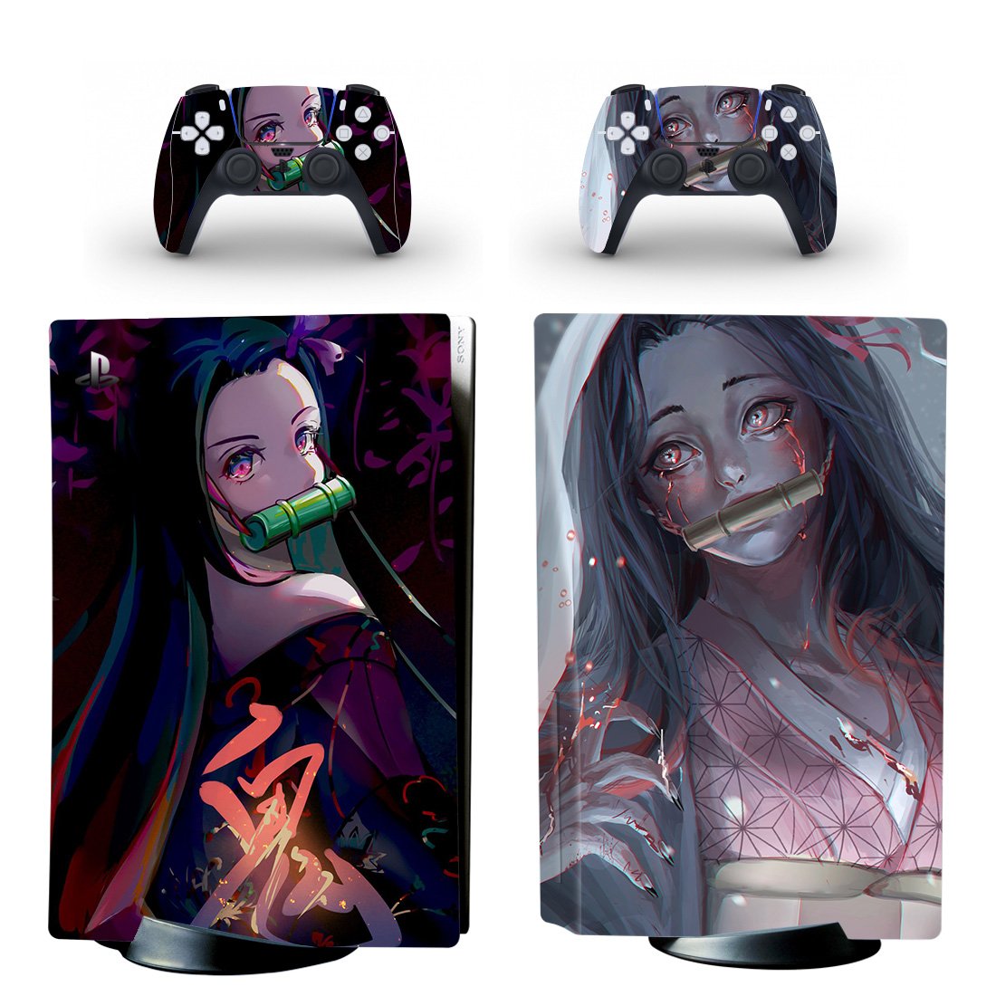 Demon Slayer decal skin for PS5 disc Console with 2 Controllers