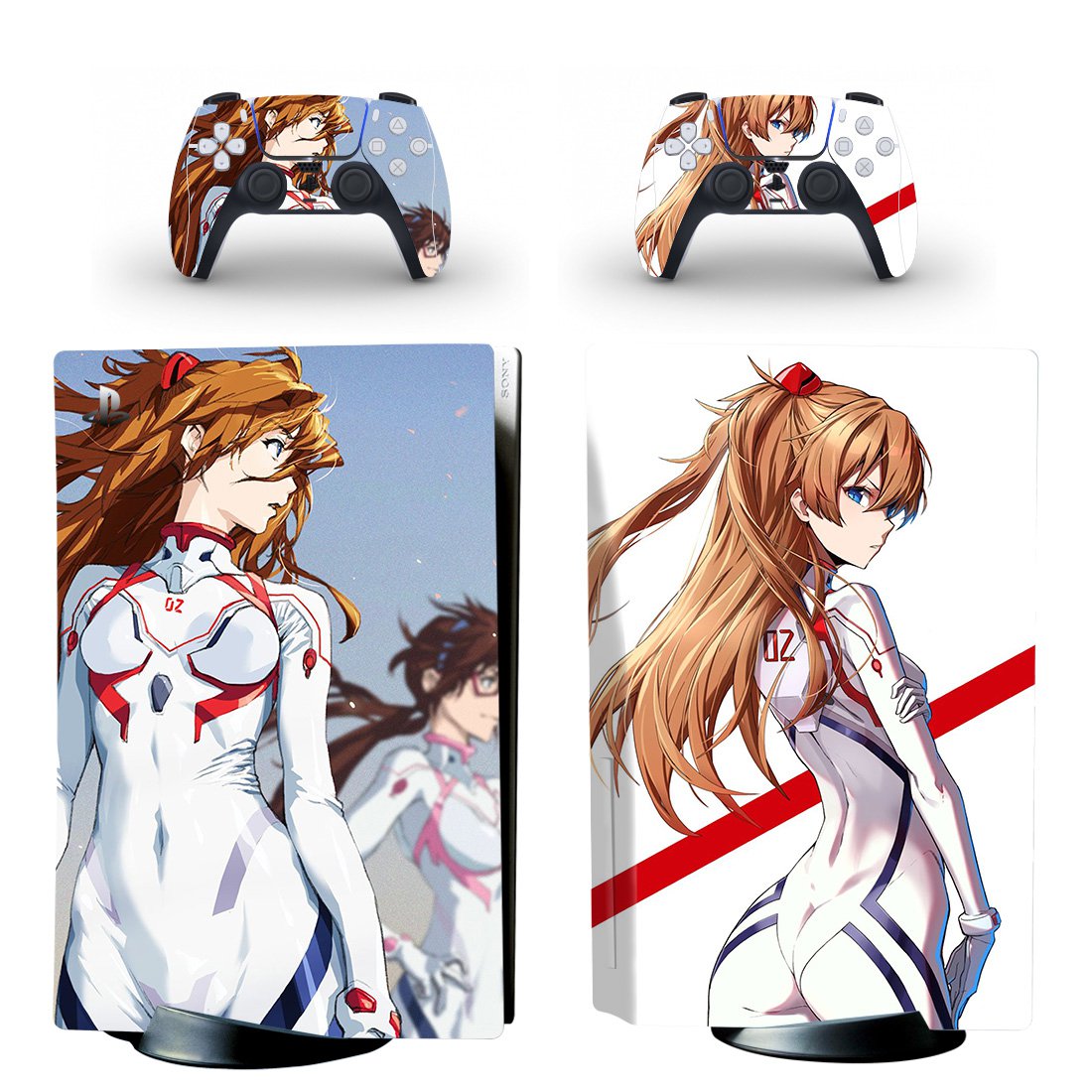 Anime Cute decal skin for PS5 disc Console with 2 Controllers
