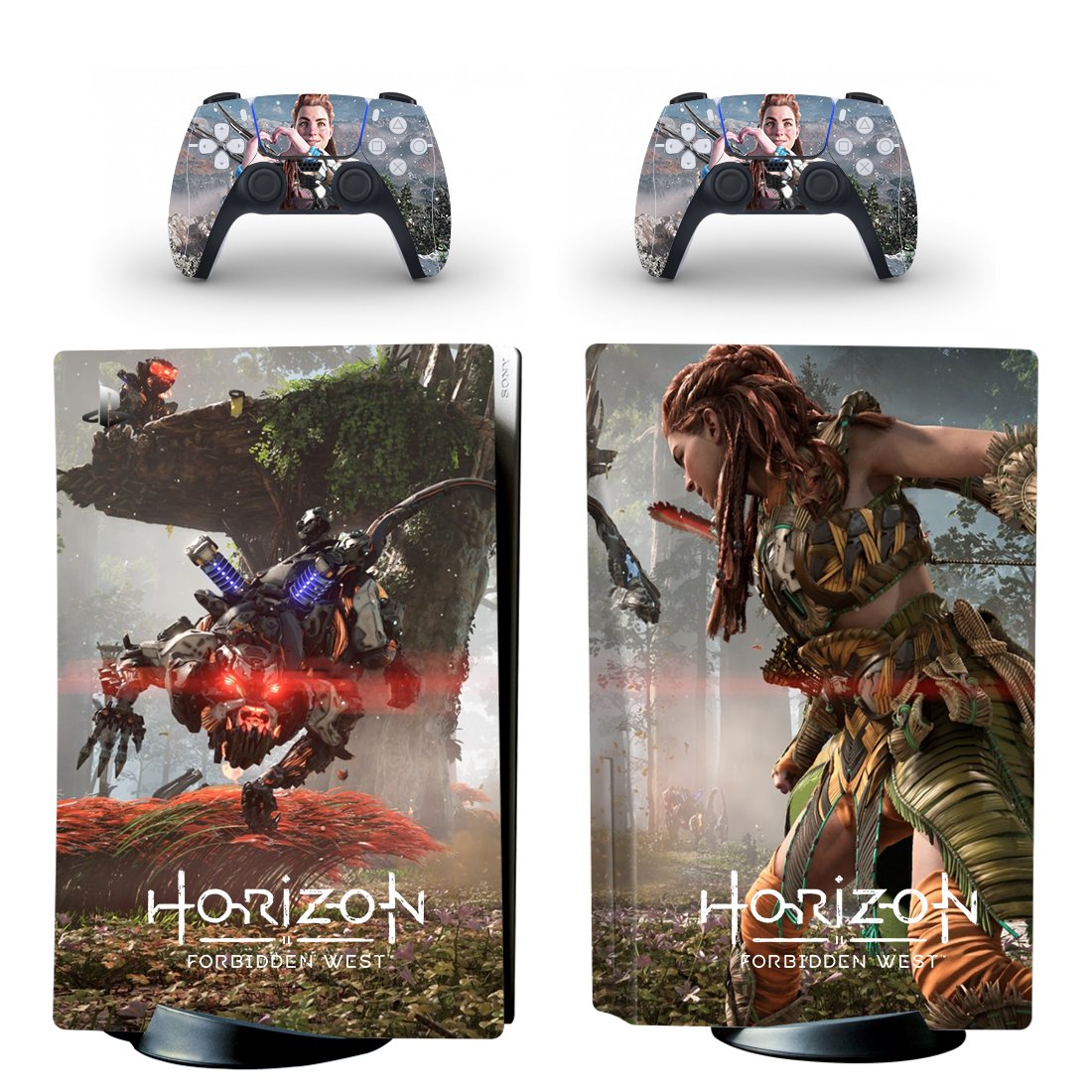 Horizon Forbidden West decal skin for PS5 disc Console with 2 Controllers