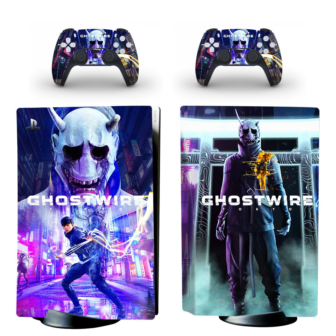 Ghostwire Tokyo decal skin for PS5 disc Console with 2 Controllers