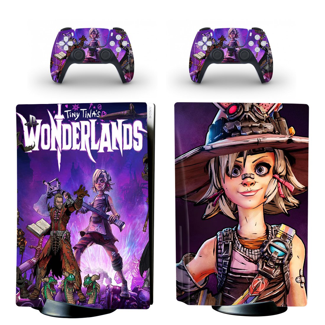 Tiny Tina's Wonderlands decal skin for PS5 disc Console with 2 Controllers