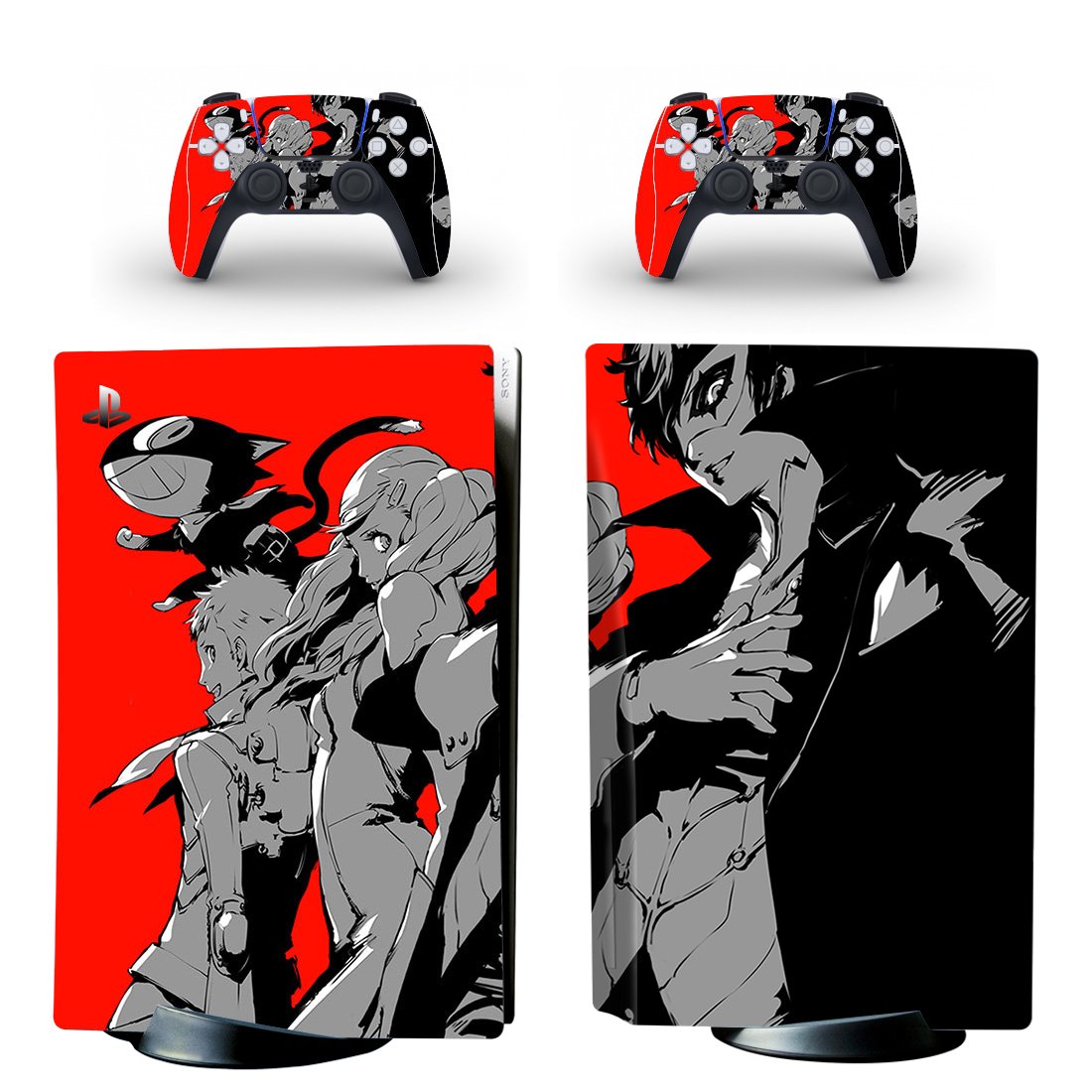 Persona 5 decal skin for PS5 disc Console with 2 Controllers