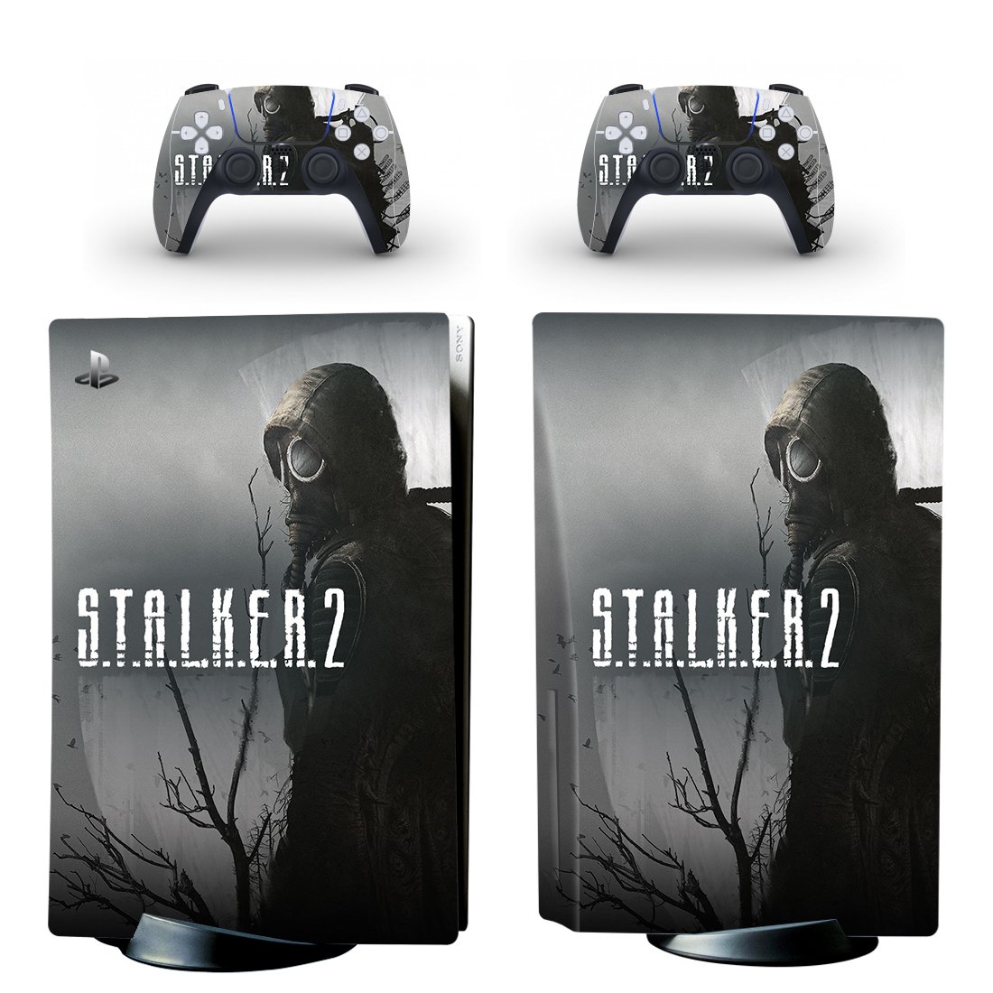 Stalker 2 decal skin for PS5 disc Console with 2 Controllers