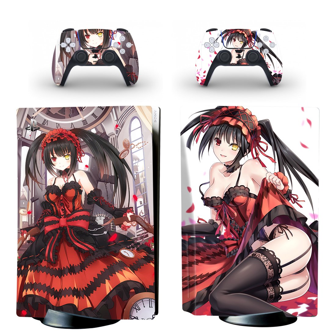 Date A Live decal skin for PS5 disc Console with 2 Controllers