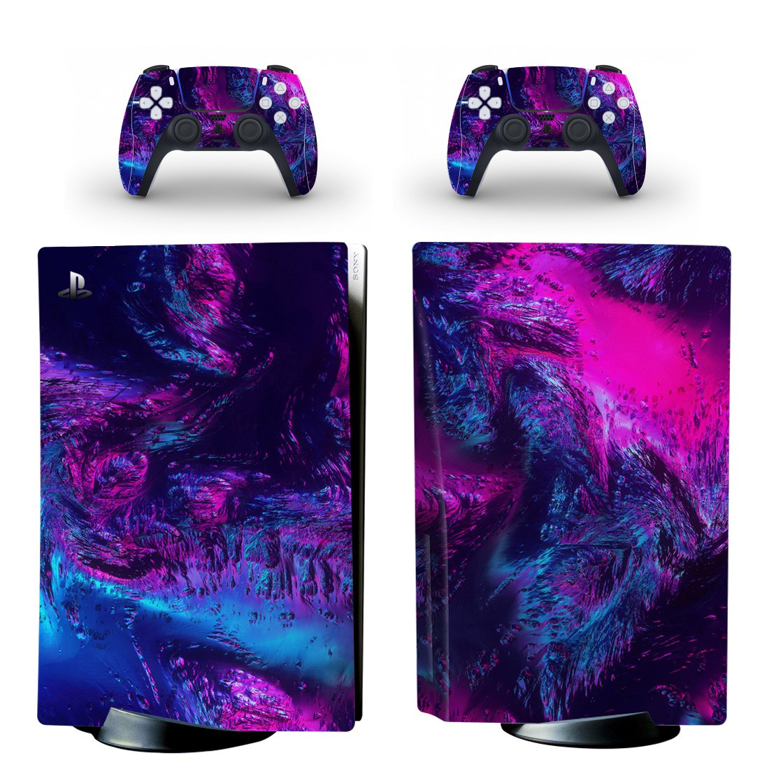 Digital Texture decal skin for PS5 disc Console with 2 Controllers