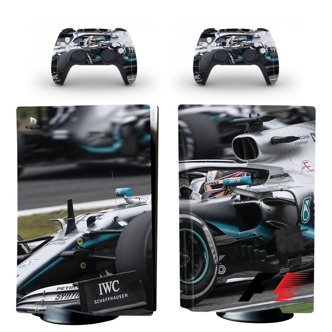 Formula 1 racing decal skin for PS5 disc Console with 2 Controllers