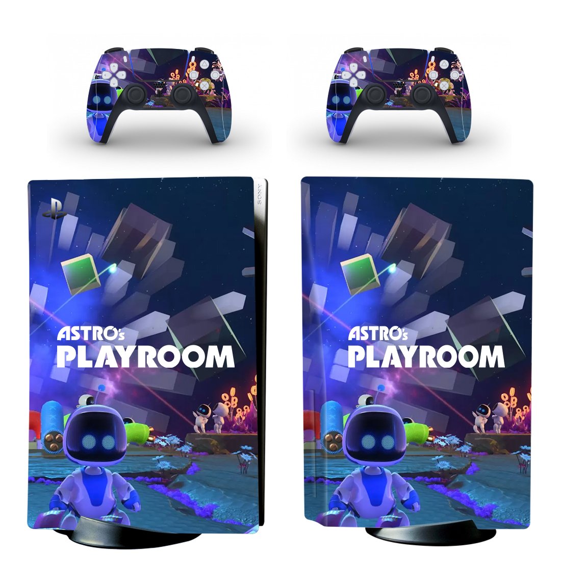 Astro's Playroom decal skin for PS5 disc Console with 2 Controllers