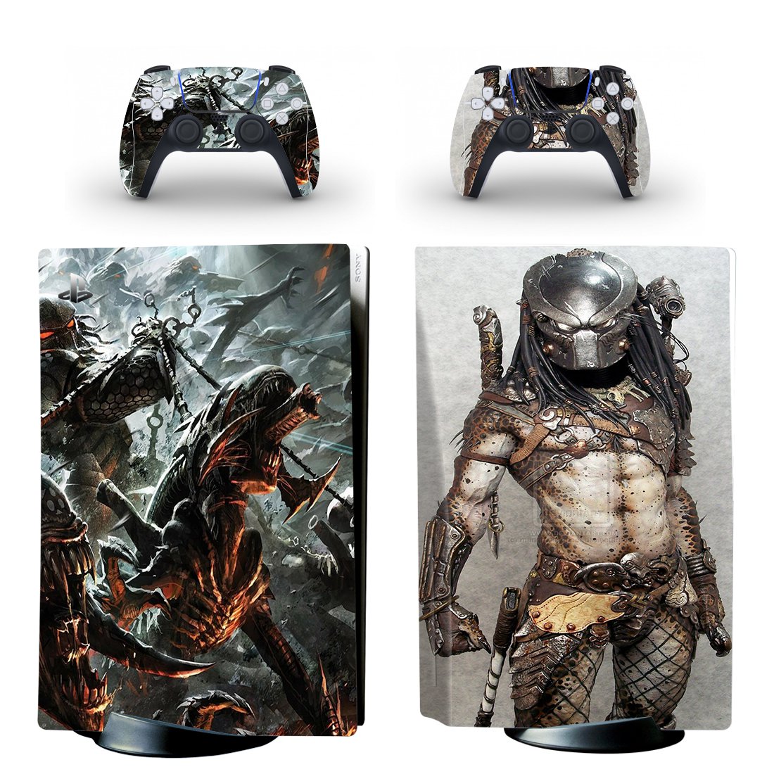 Predator decal skin for PS5 disc Console with 2 Controllers