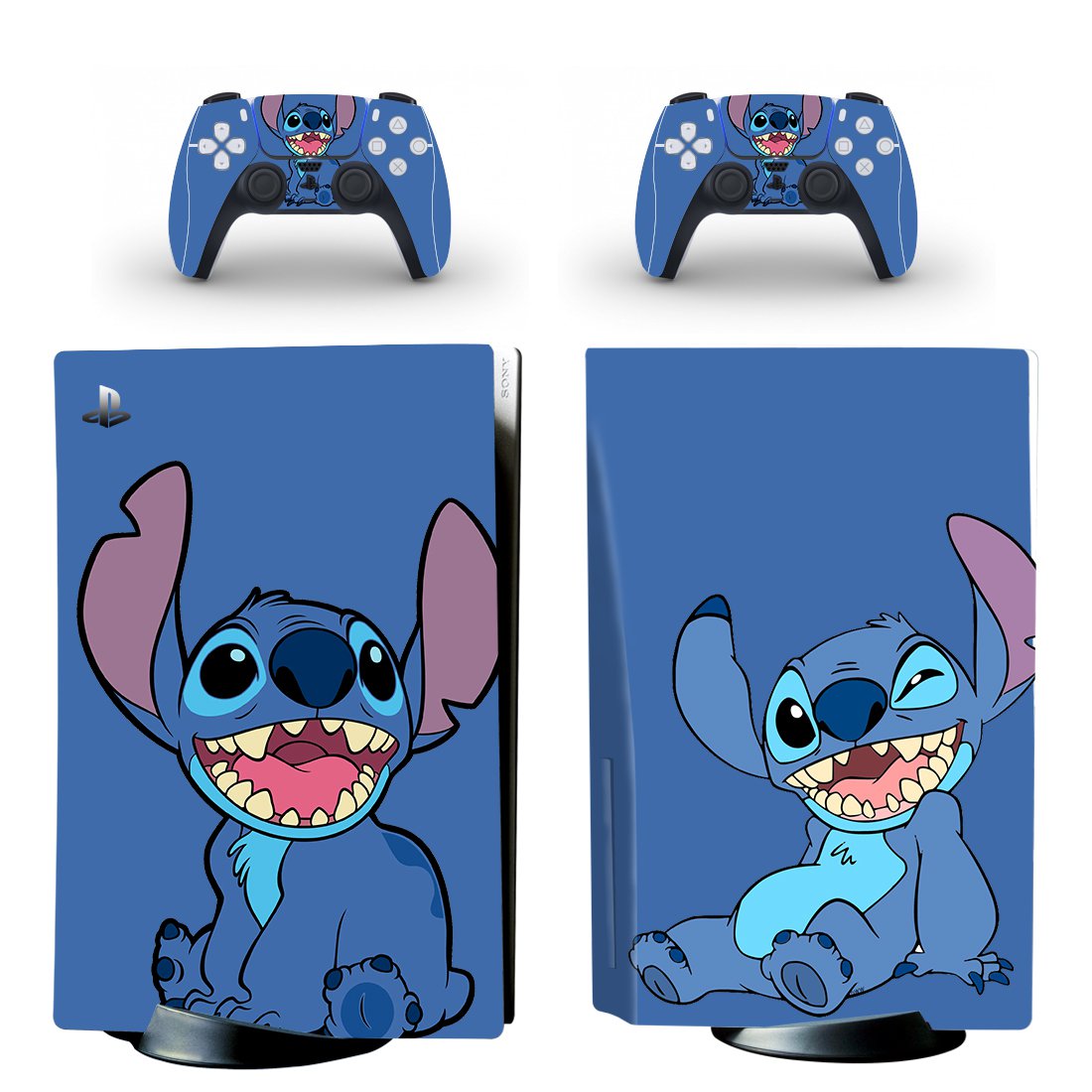 Stitch decal skin for PS5 disc Console with 2 Controllers