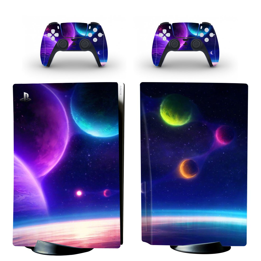Planet Texture decal skin for PS5 disc Console with 2 Controllers