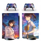 Anime Suzume decal skin for PS5 disc Console with 2 Controllers