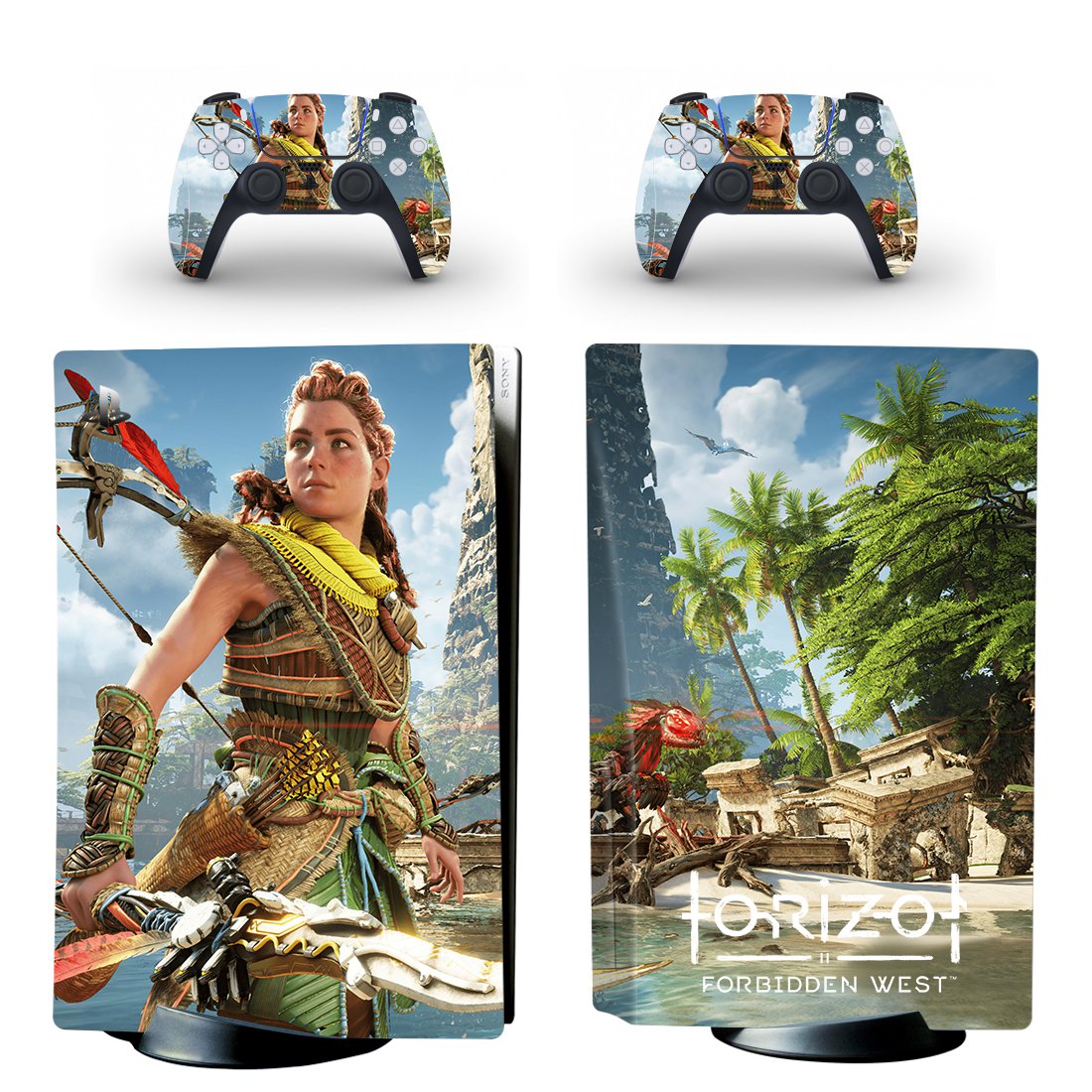 Horizon 2 West decal skin for PS5 disc Console with 2 Controllers