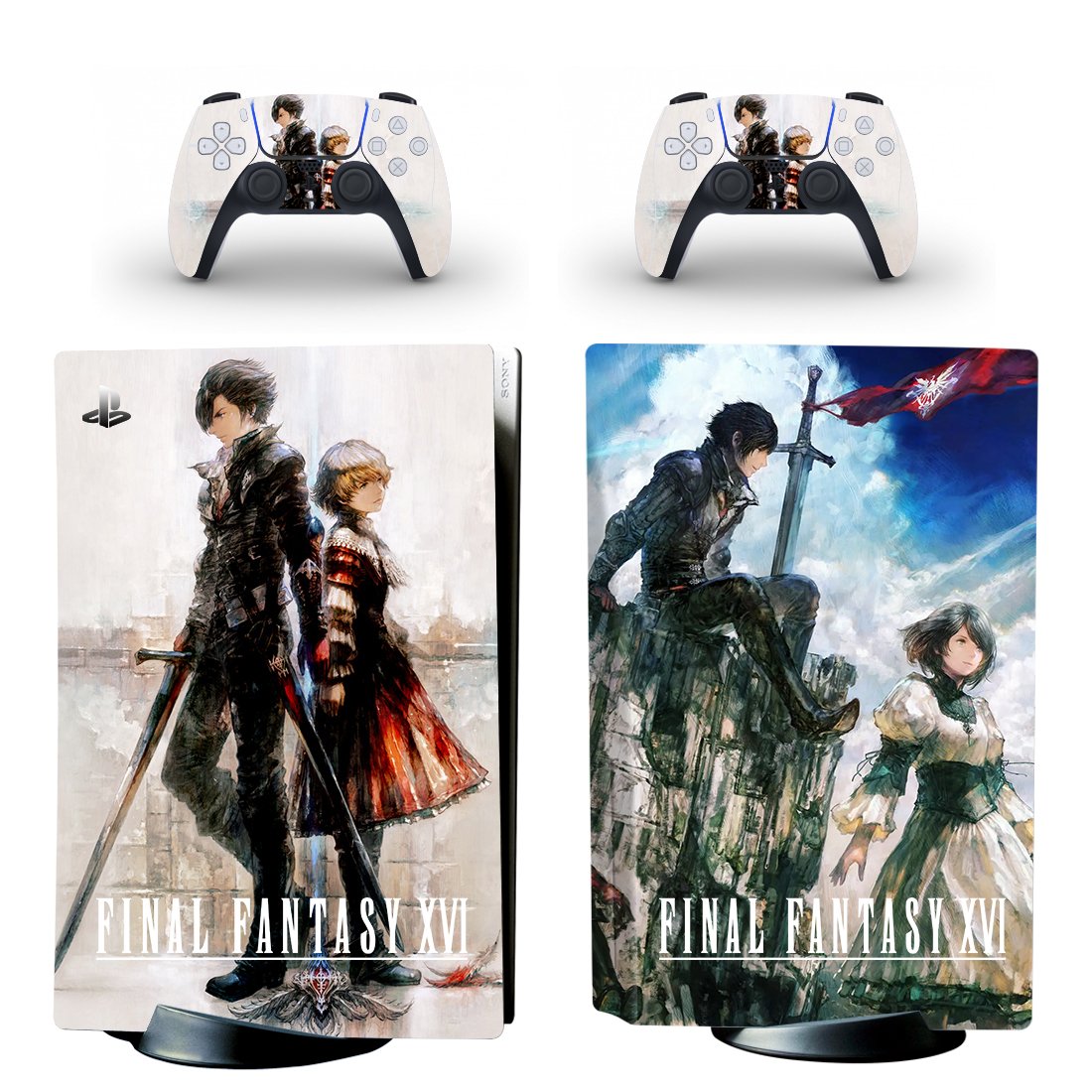 Final Fantasy 16 decal skin for PS5 disc Console with 2 Controllers