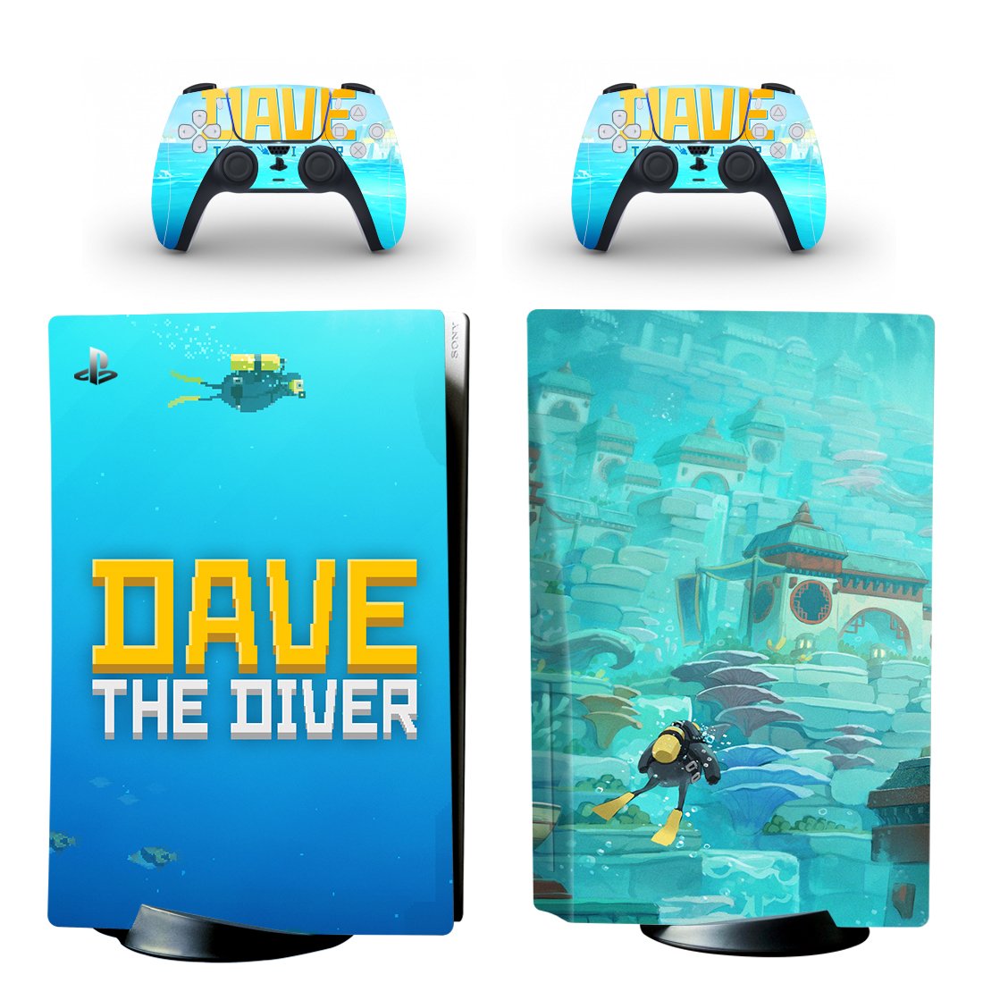 DAVE THE DIVER decal skin for PS5 disc Console with 2 Controllers