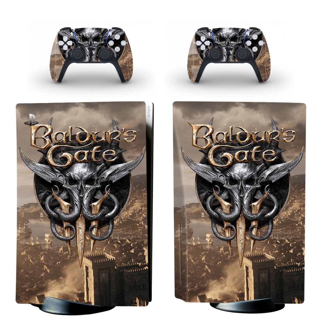 Baldur's Gate 3 decal skin for PS5 disc Console with 2 Controllers