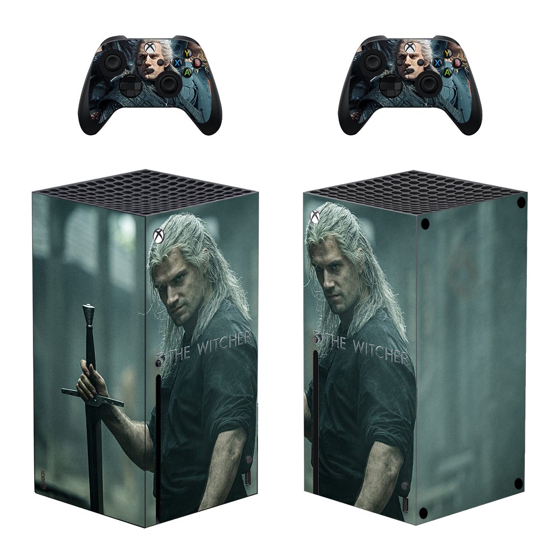 The Witcher decal skin sticker for Xbox Series X console with controllers