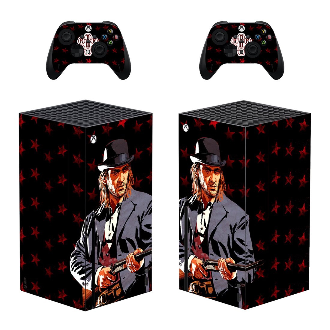 Red Dead Redemption 2 decal skin sticker for Xbox Series X console with controllers