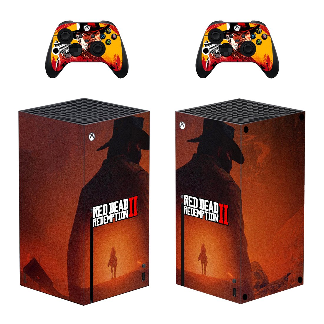 Red Dead Redemption 2 decal skin sticker for Xbox Series X console with controllers