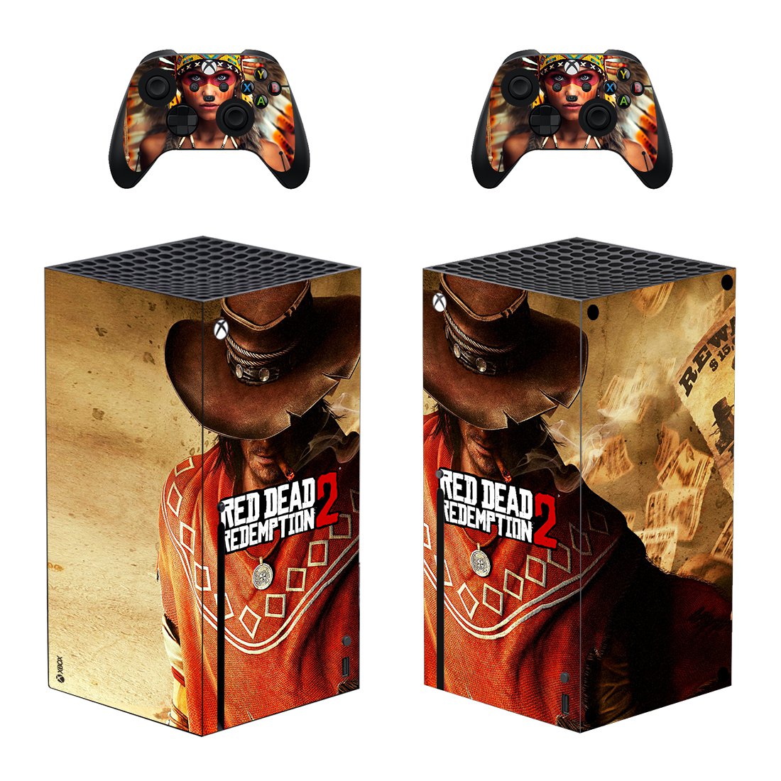 Red Dead Redemption 2 decal skin sticker for Xbox Series X console with controllers