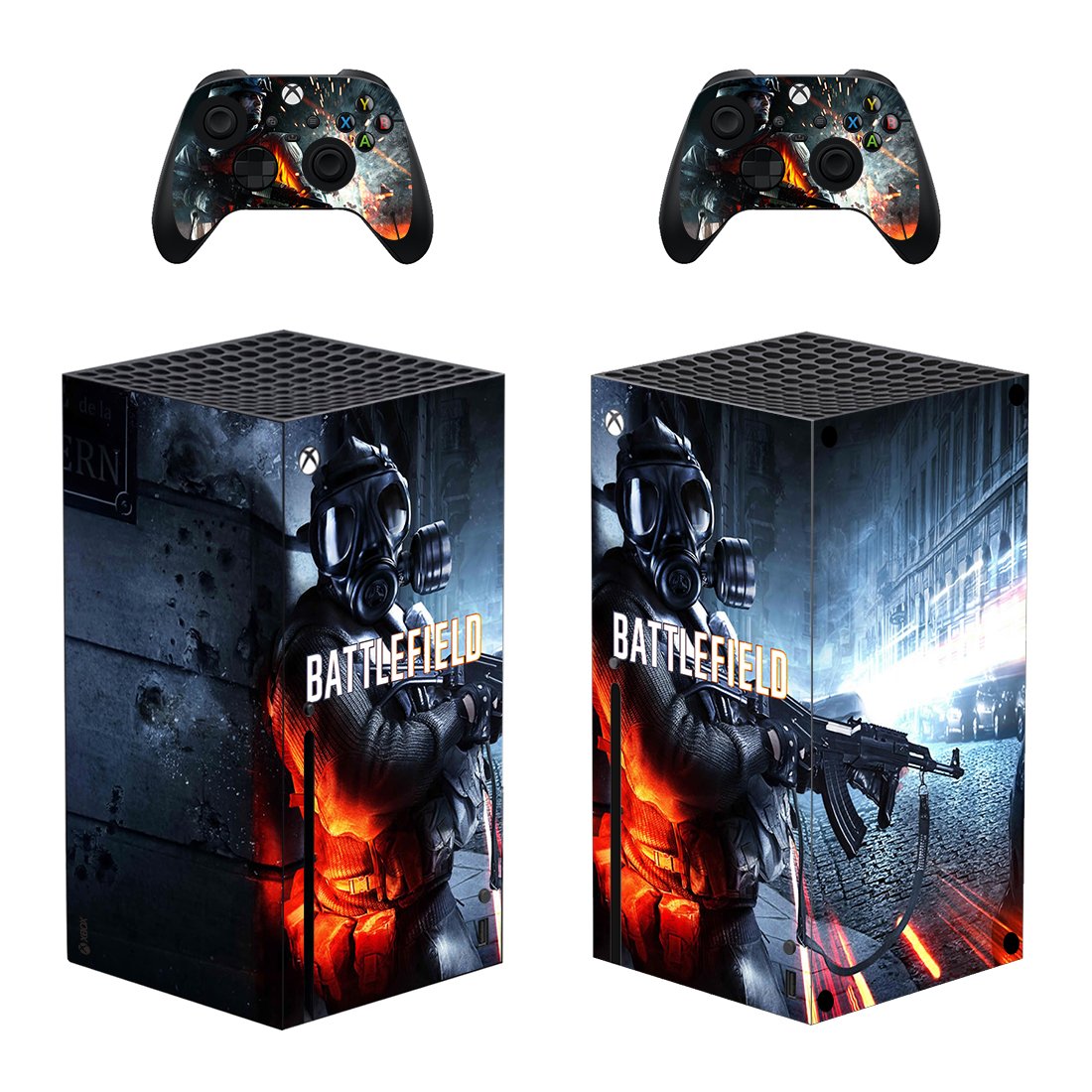 Battlefield decal skin sticker for Xbox Series X console with controllers