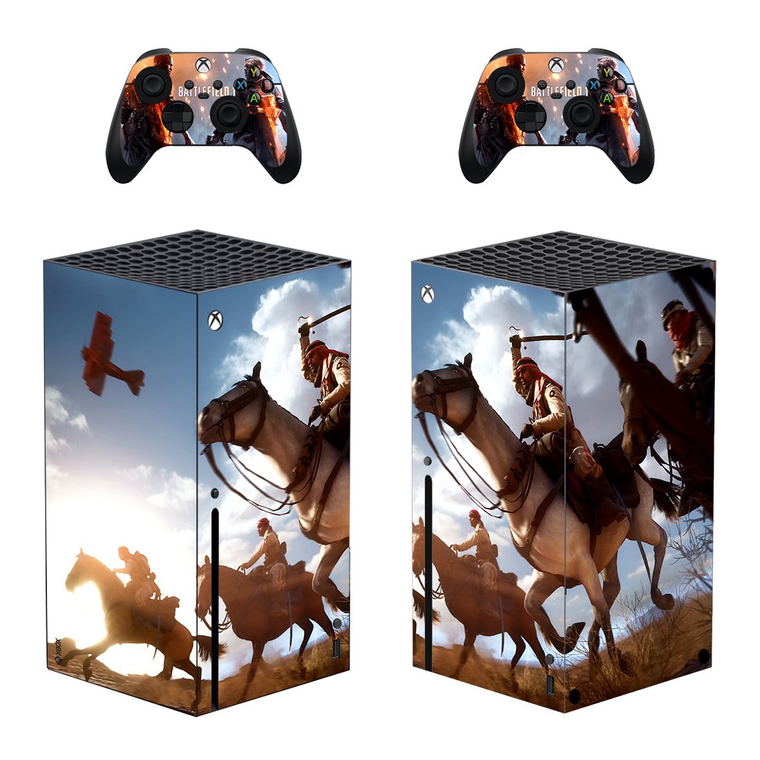 Battlefield decal skin sticker for Xbox Series X console with controllers